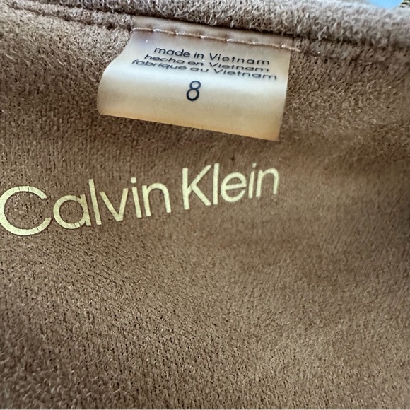 CALVIN KLEIN Faux Suede Sheath Dress Coffee Latte Sz8 Corpcore business casual - Picture 8 of 11